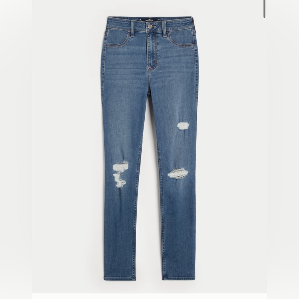 Hollister High-Rise Ripped Medium Wash Jean Leggings